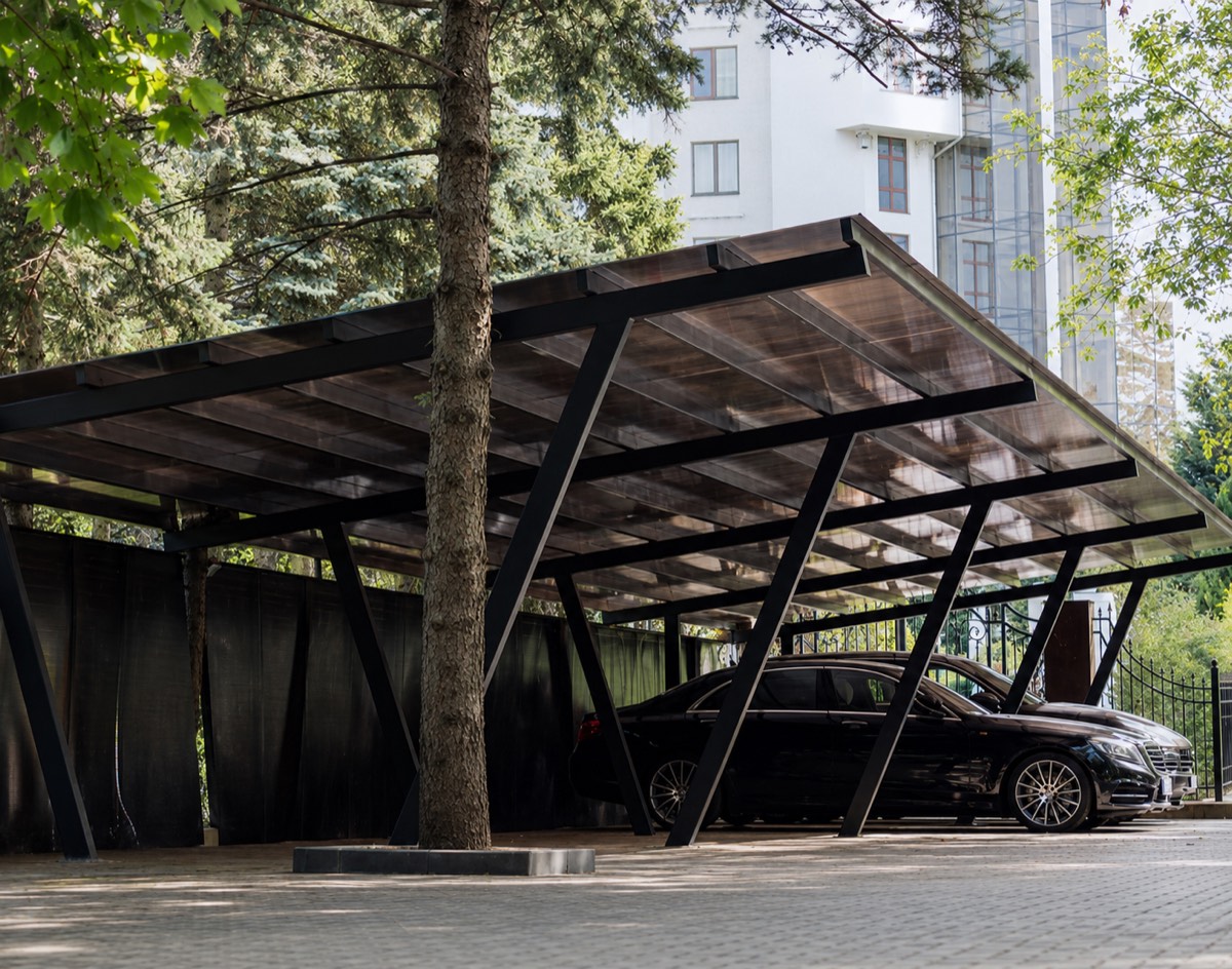Copertină metalică IL302 Vector — Pe piloni înclinați